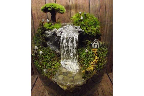 Rock waterfall indoor pond