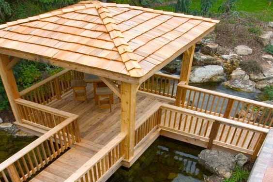 Wooden Deck Koi Pond